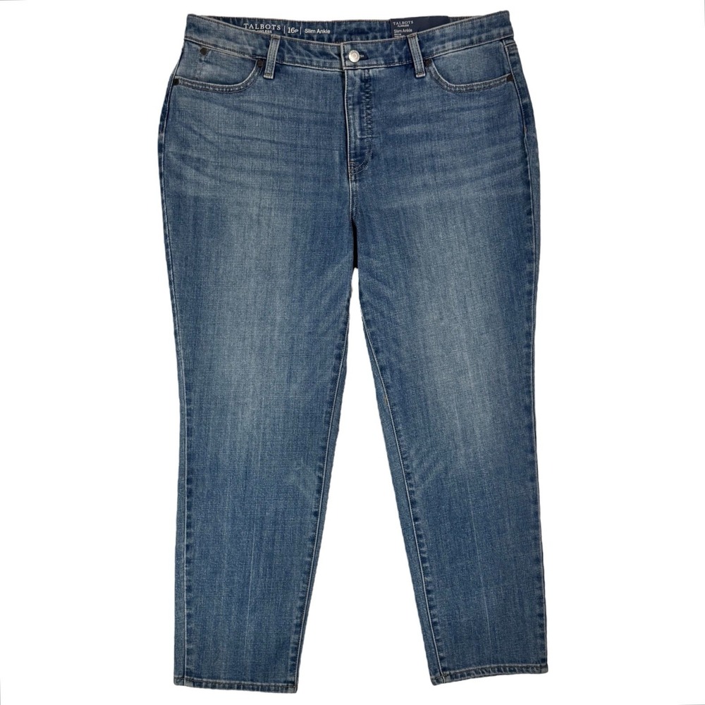 NWT Talbots‎ Flawless Slim Ankle Jeans Size 16 Petite Slimming Panel Stretch